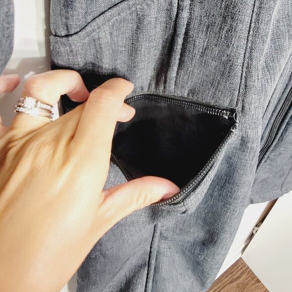 Thyme Maternity Charcoal Pockets Double Zip Hooded Jacket Adjustable Pregnancy M - Picture 6 of 16